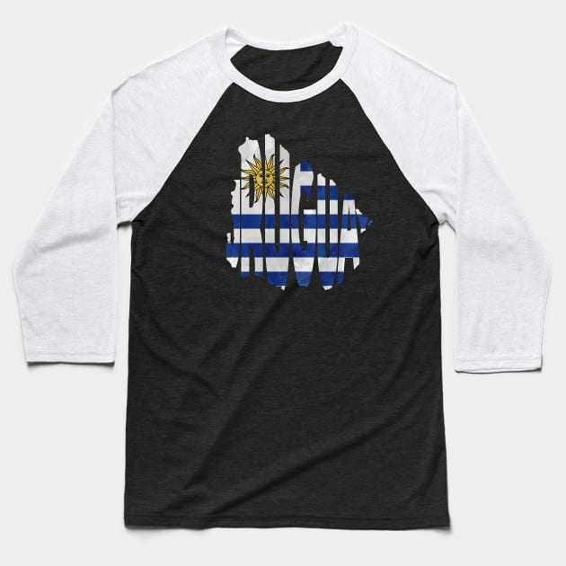 Uruguay Typo Map Baseball T-Shirt by inspirowl